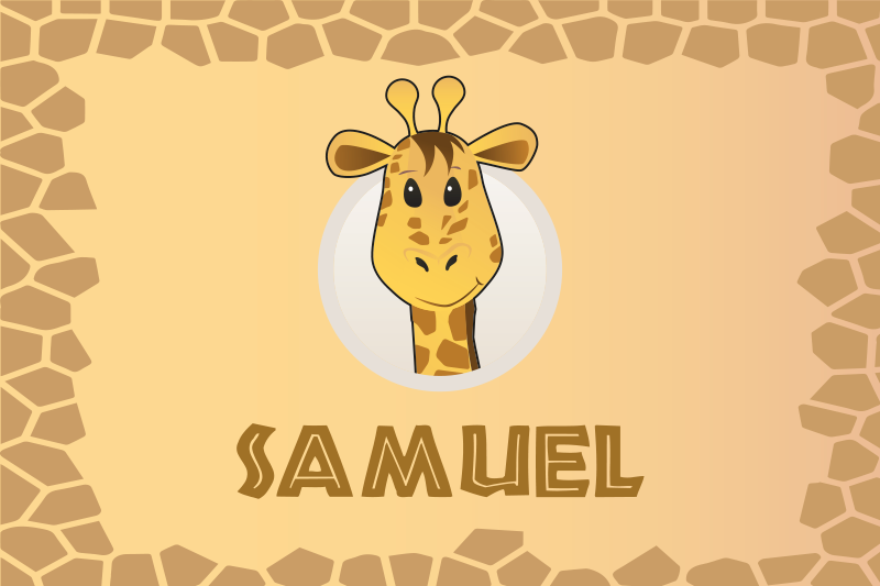 Giraffe aangepaste naam placemat - TenStickers
