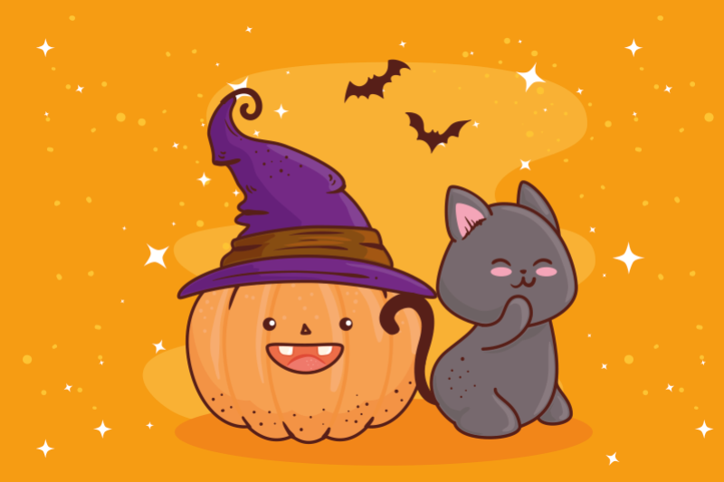 Kinder placemat Pompoen hoofd heks - TenStickers