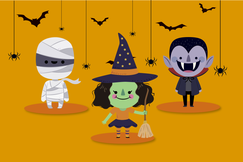 Halloween placemat fantasierijke halloween figuren - TenStickers