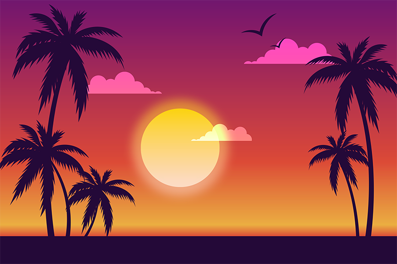Moderne placemat tropische zonsondergang scene - TenStickers