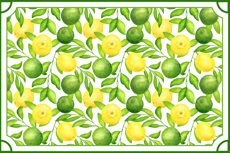 Citrusvruchten placemats Mantel citroenen en limoenen frame - TenStickers