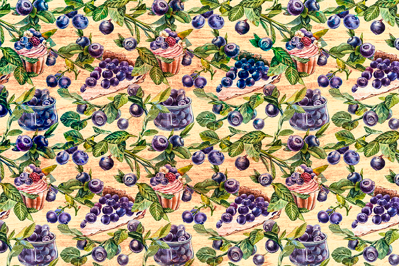 Originele placemat blauwe bosbessen cupcake patroon - TenStickers