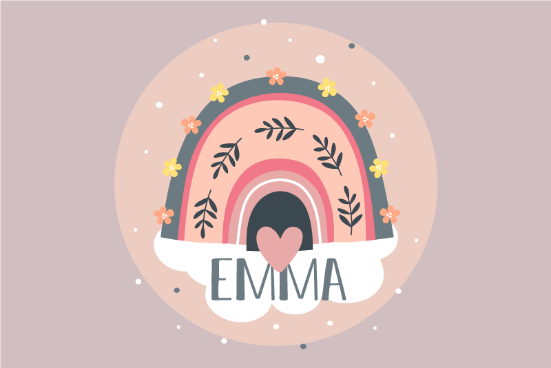 Kinder placemat regenboog bloemen design - TenStickers