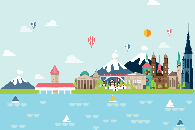 Originele placemat kleurrijk stadslandschap scene - TenStickers