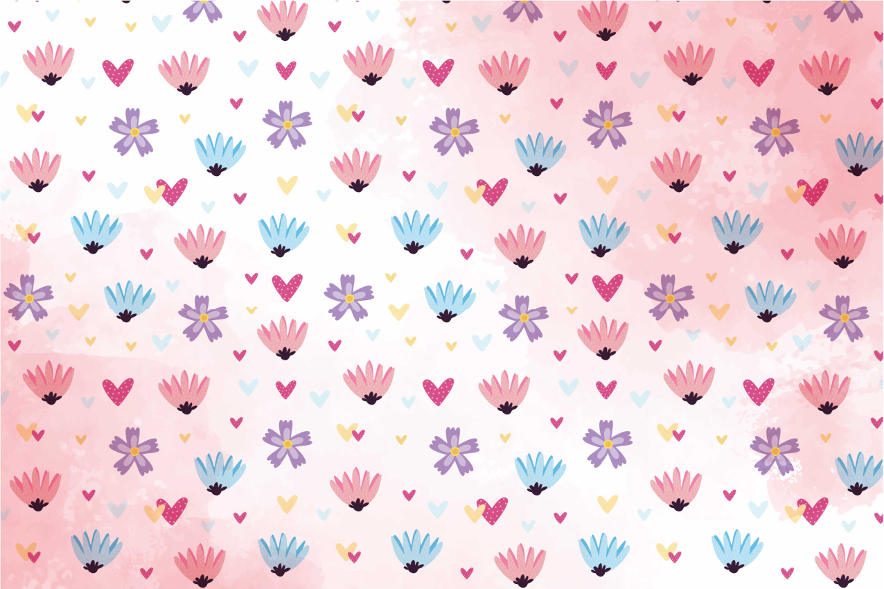 Kinder placemat bloemen hartpatronen - TenStickers
