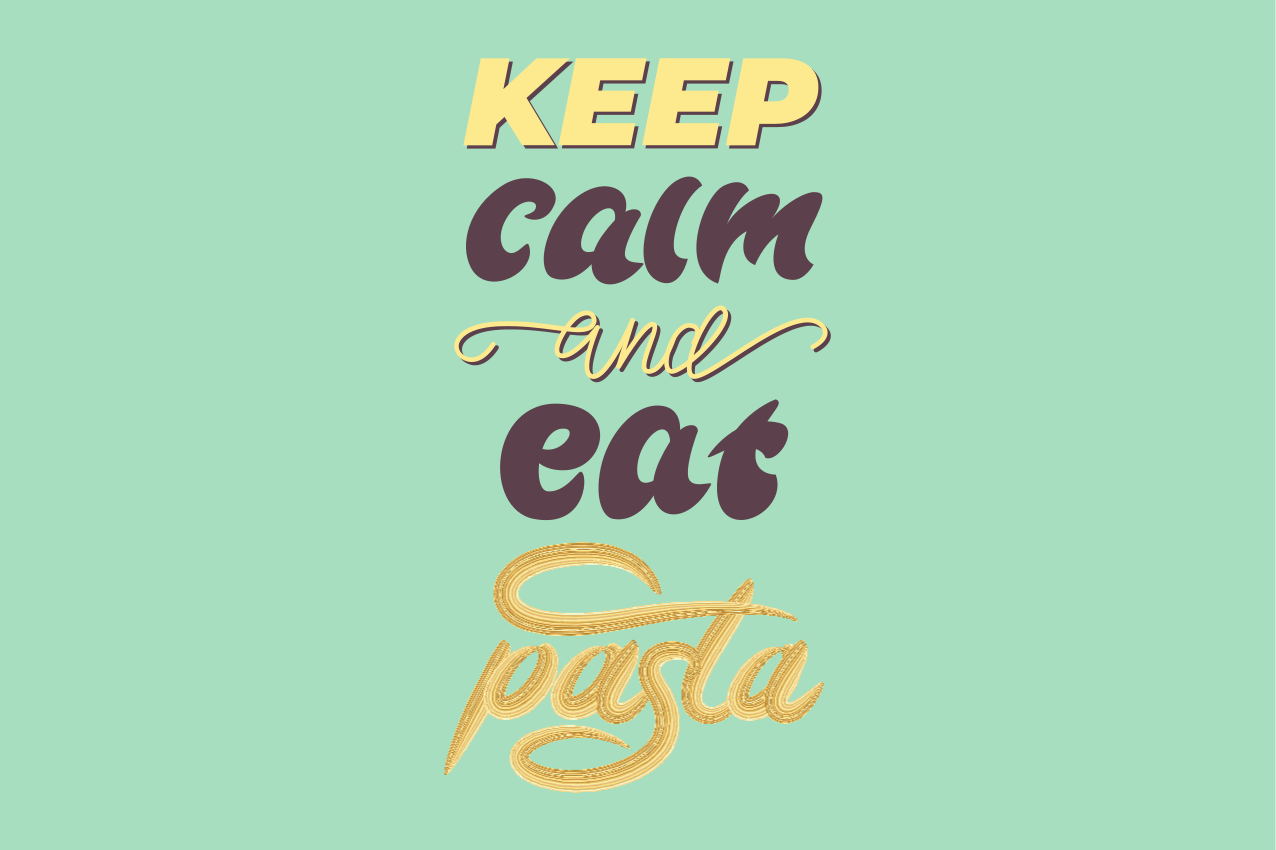 Placemat met tekst blijf kalm eet pasta - TenStickers