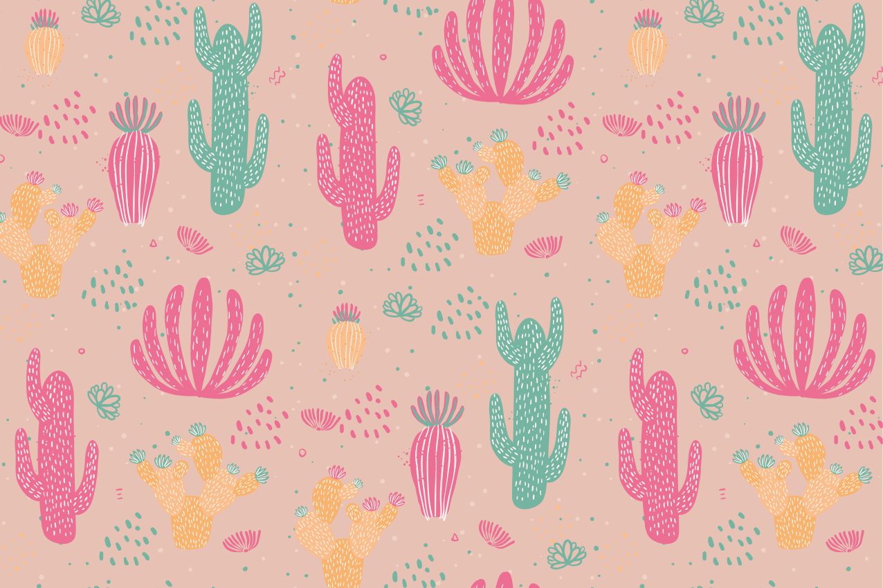 Originele placemat met levendig cactuspatroon - TenStickers
