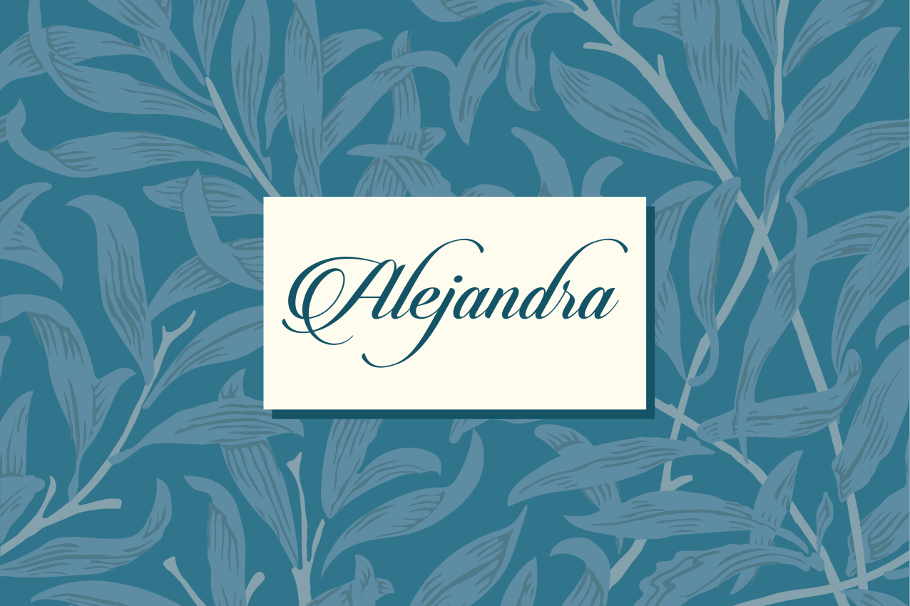 Placemat met naam elegant bladontwerp - TenStickers