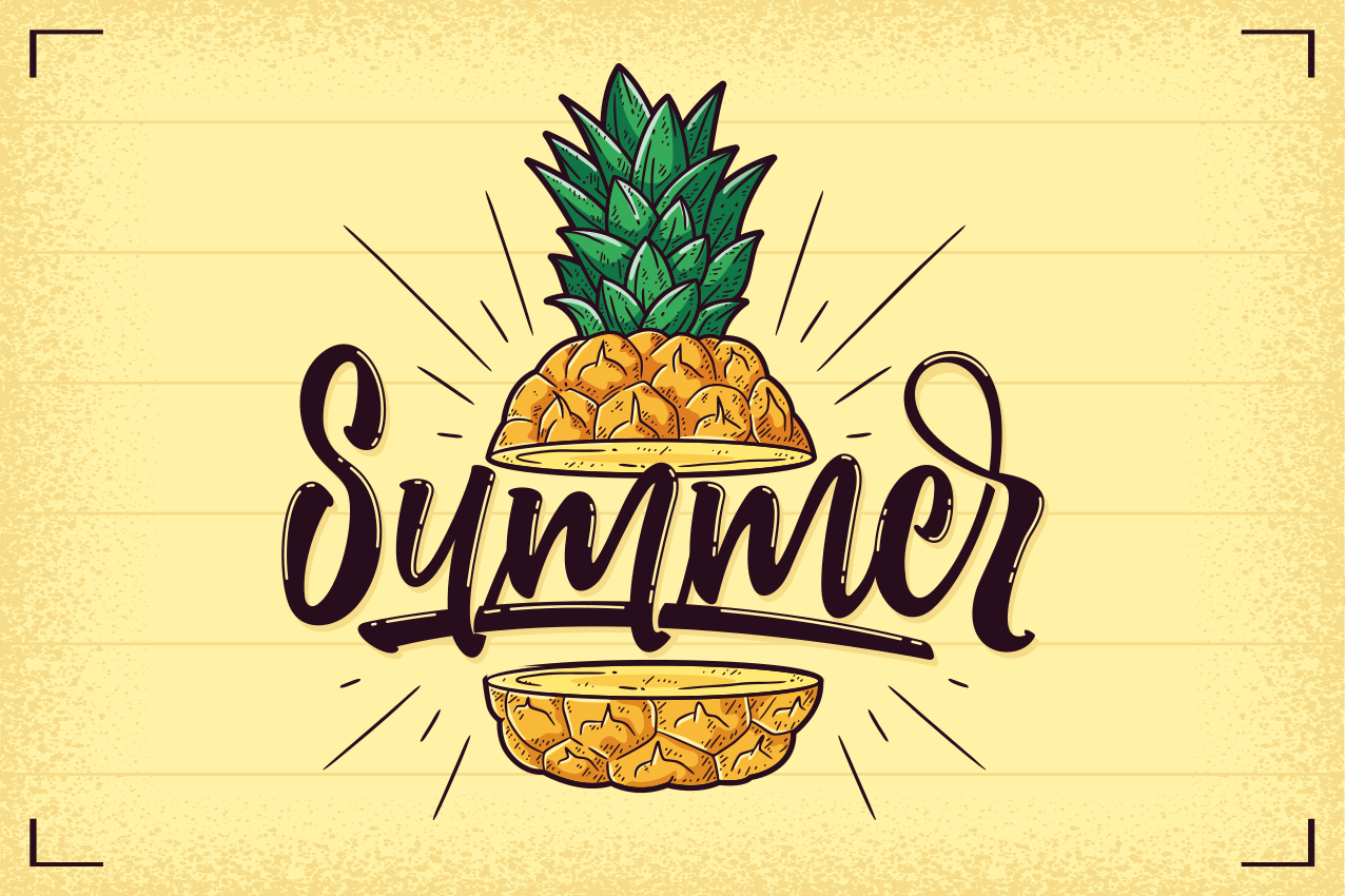 Placemat met tekst zomer ananas grafiek - TenStickers