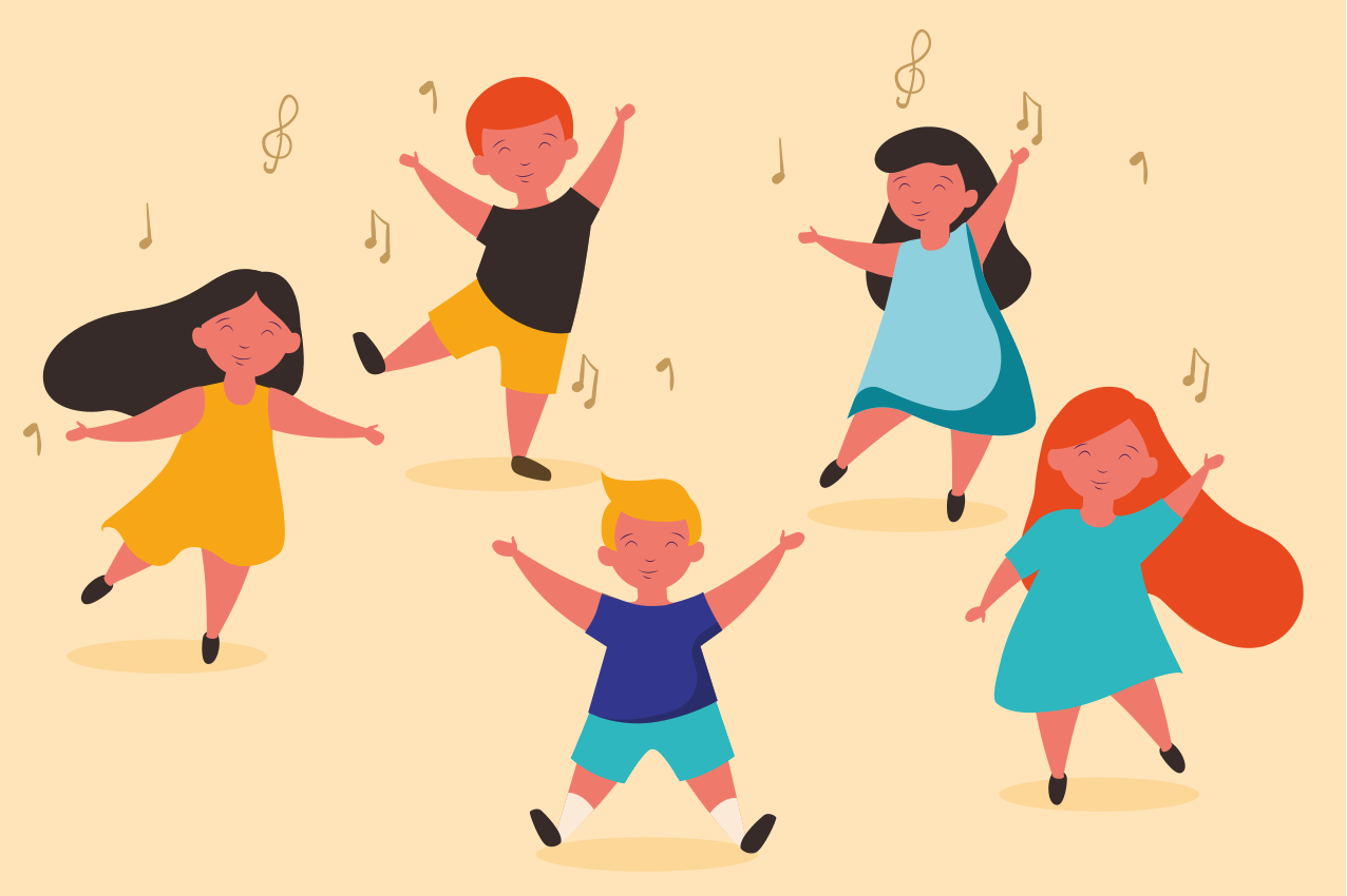 Kinder placemat blije dansende kinderen - TenStickers