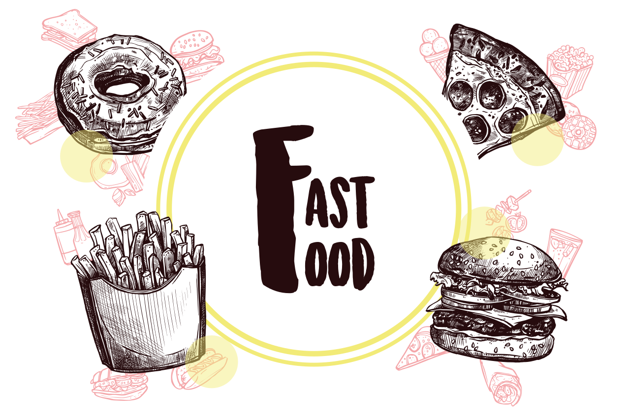 Originele placemat met fast food illustraties - TenStickers