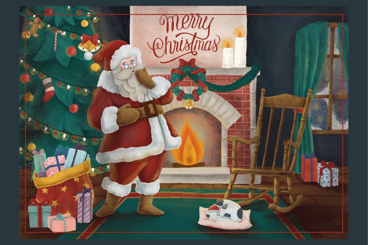 Kerstmis placemat santa claus samenkomen - TenStickers