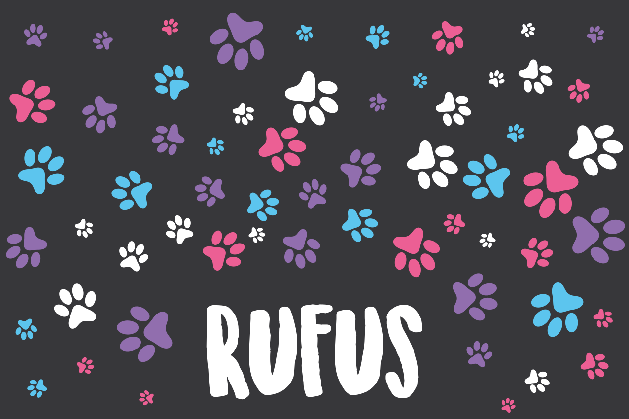 Placemat met naam Paw print patroon - TenStickers