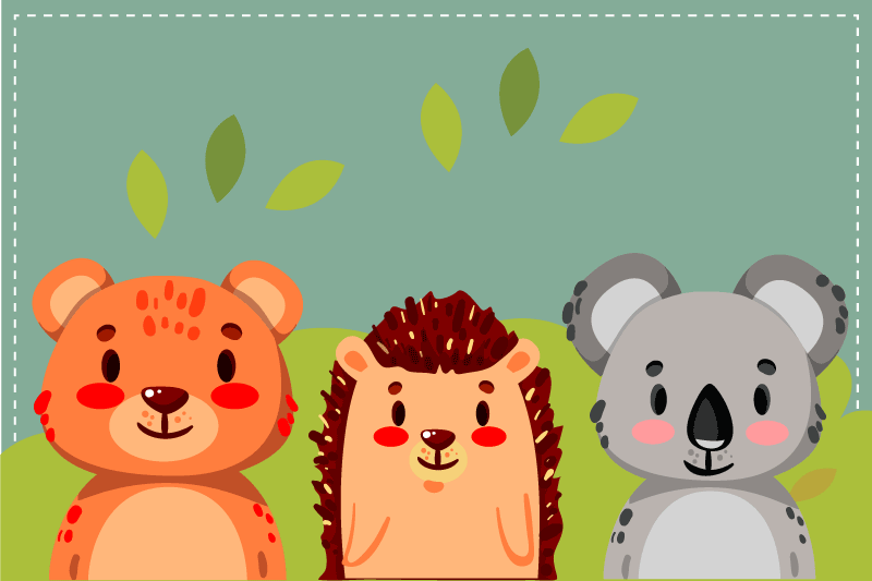 Kinder placemat schattige dieren vrienden - TenStickers