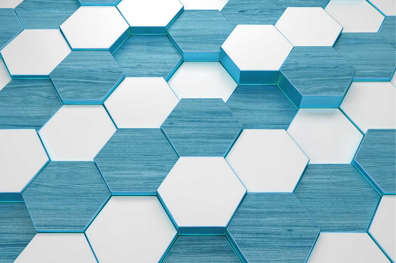 Moderne placemat hexagonaal blauw patroon - TenStickers