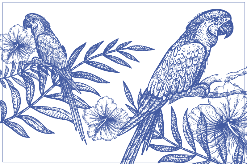 Elegante placemats Blauwe vogels op planten - TenStickers