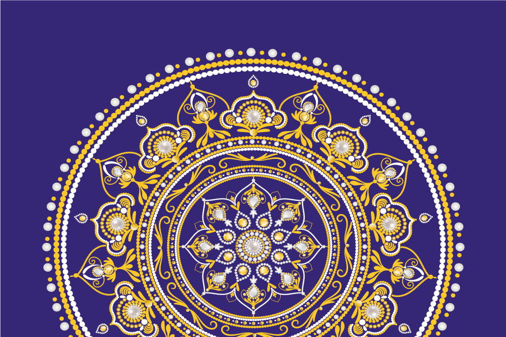 Originele placemat intricate gouden mandala - TenStickers