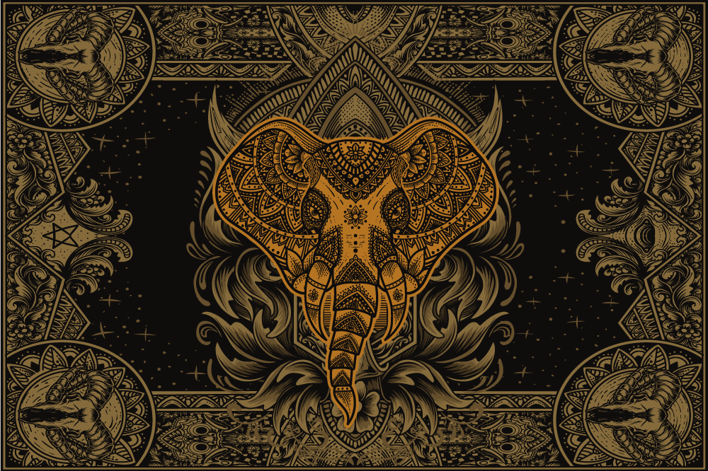 Vinyl placemats met indische olifanten - TenStickers