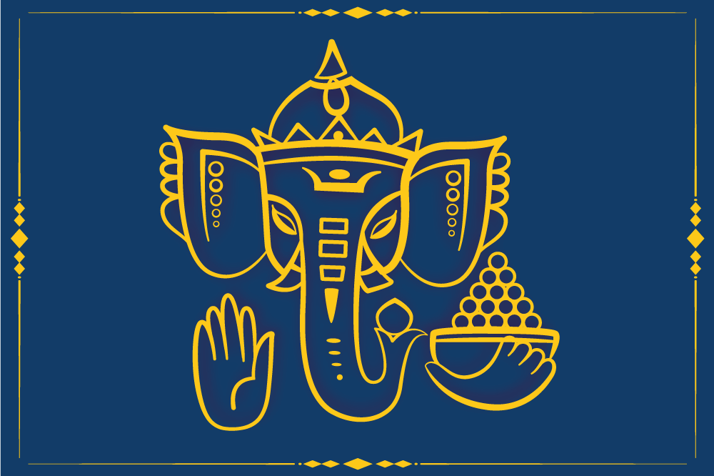 Originele placemat traditioneel ganesha motief - TenStickers