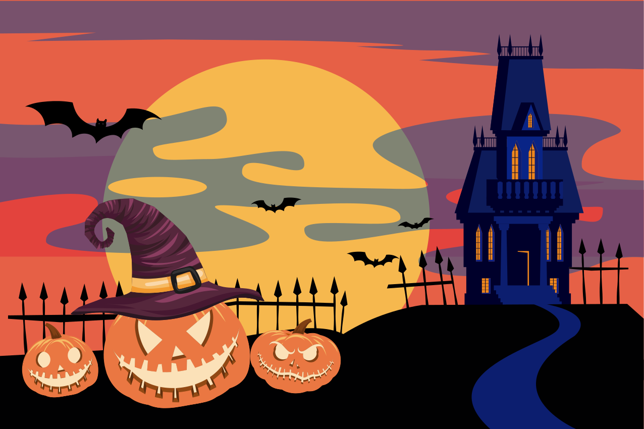 Halloween placemat pompoen nachtmerrie scene - TenStickers