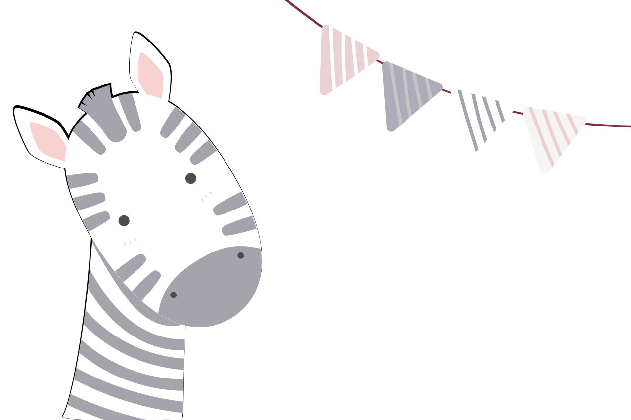 Kinder placemat zebra hoofd illustratie - TenStickers
