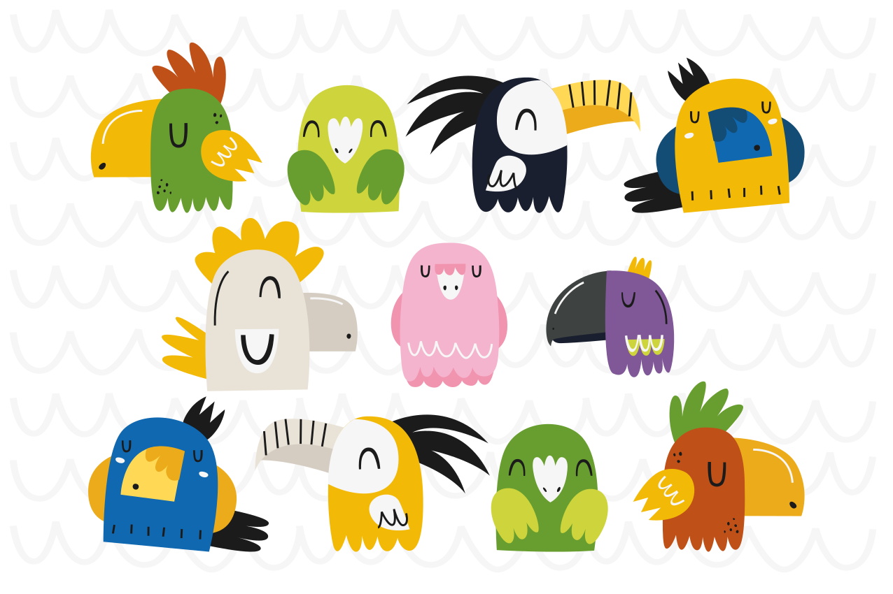 Kinder placemat kleurrijke vogelkoppen - TenStickers