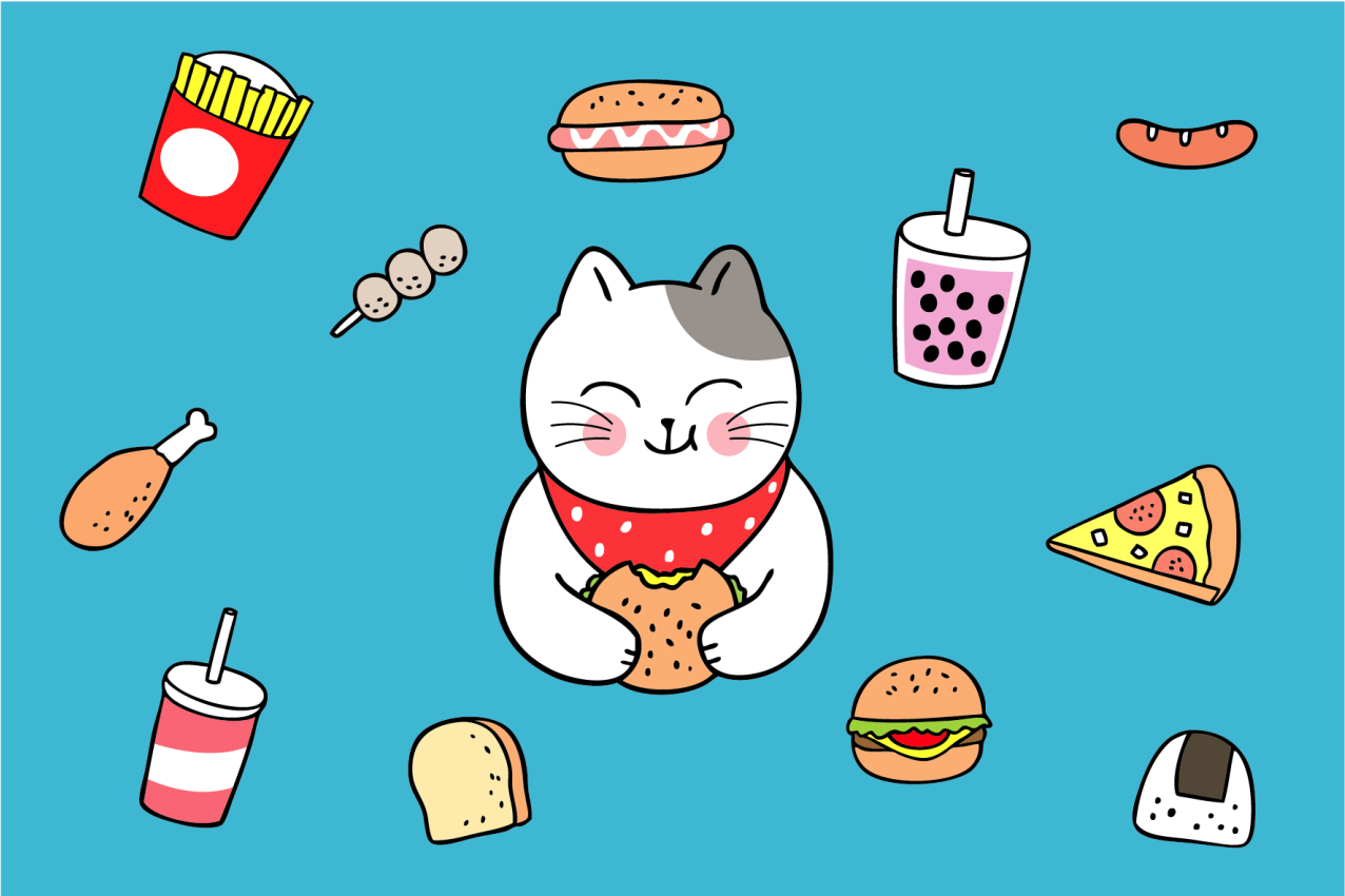 Kinder placemat schattige kat eten - TenStickers