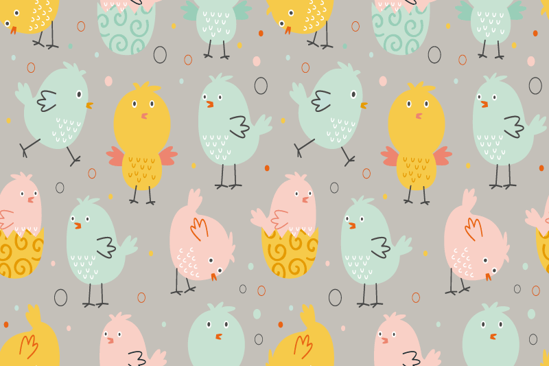 Kinder placemat kleurrijke kippenfiguren - TenStickers