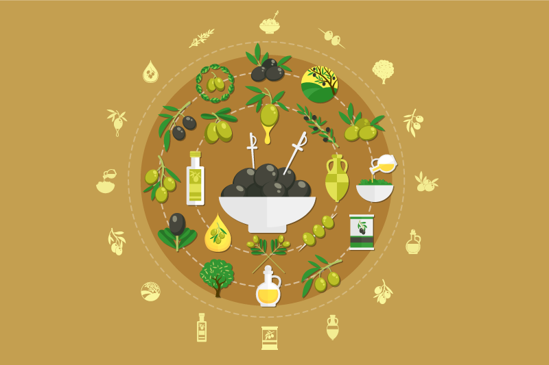 Originele placemat olive bowl arrangement - TenStickers