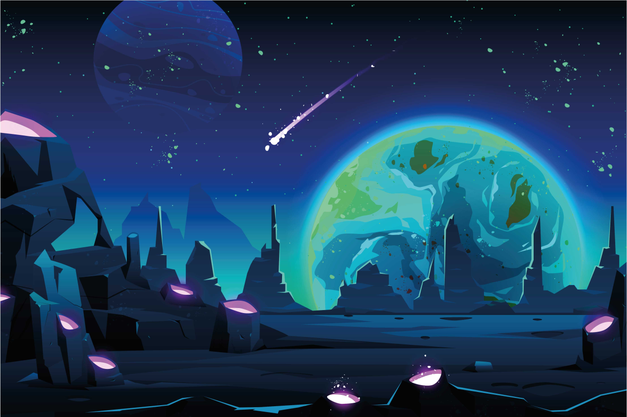 Moderne placemat kosmisch landschap scène - TenStickers