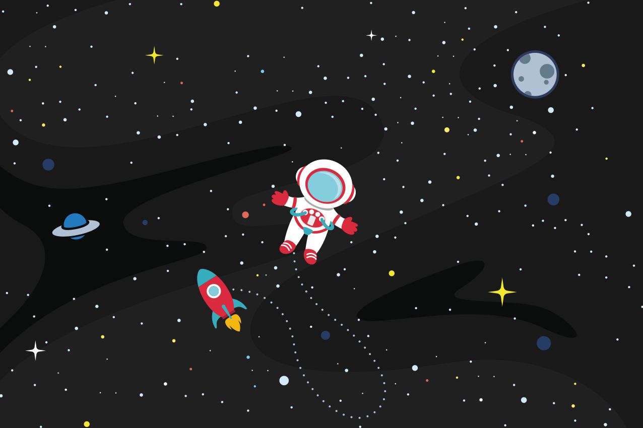 Kinder placemat astronaut en raket - TenStickers