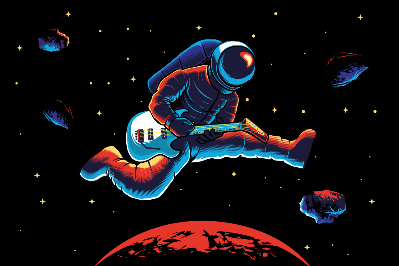 Originele placemat astronaut met gitaar - TenStickers