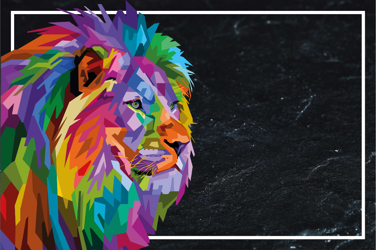 Originele placemat kleurrijk leeuwengezicht - TenStickers