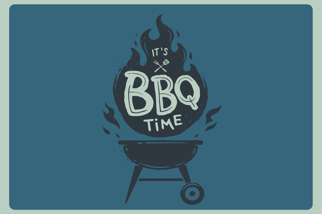Placemat met tekst bbq tijd vlammen - TenStickers