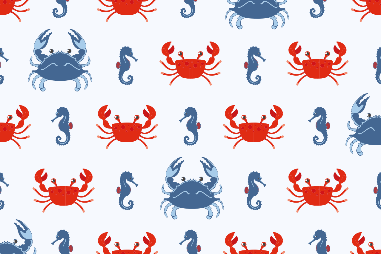 Originele placemat krab en zeepaard patroon - TenStickers