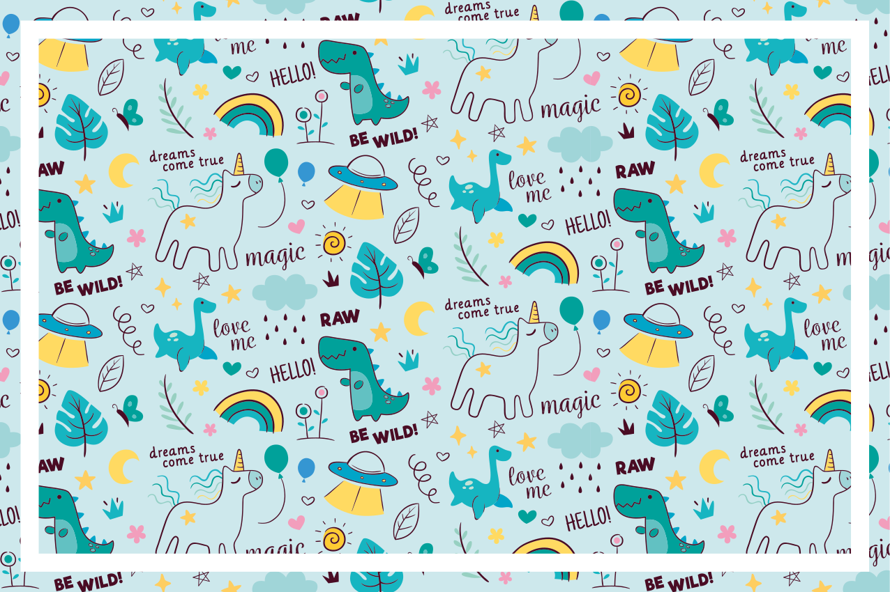 Kinder placemat kleurrijke dino fantasie - TenStickers