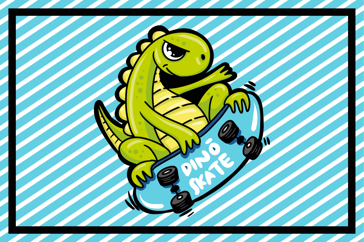 Kinder placemat dino skateboard avontuur - TenStickers