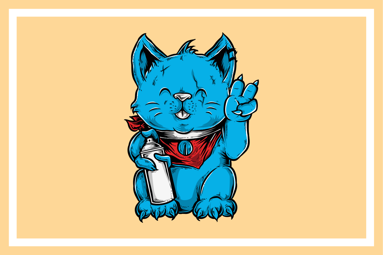 Kinder placemat vrolijke blauwe kat - TenStickers