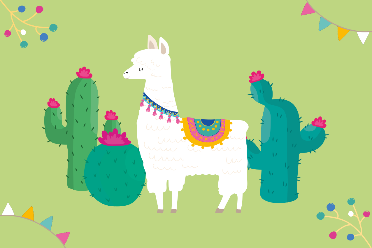 Lama met cactussen kinder placemat - TenStickers