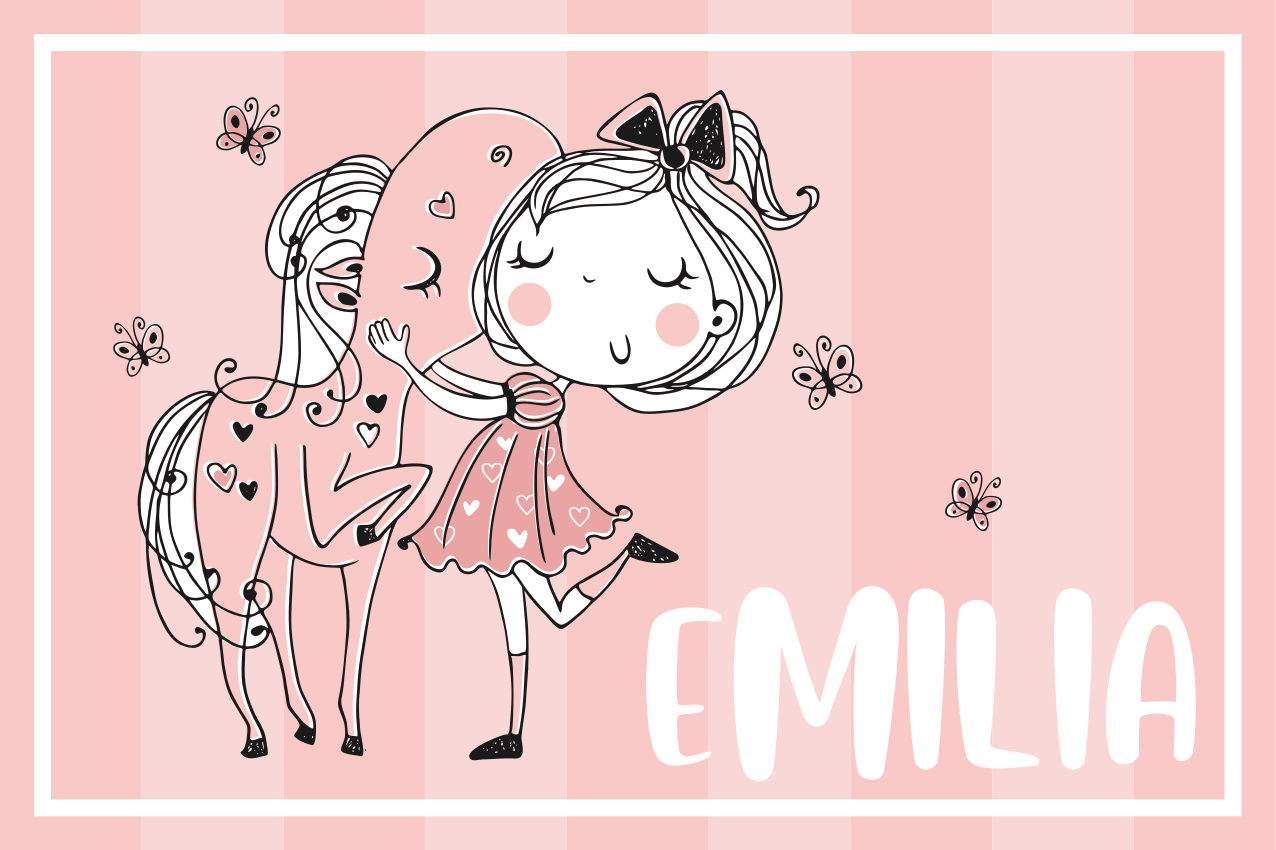 Kinder placemat charmante meisjespaard - TenStickers