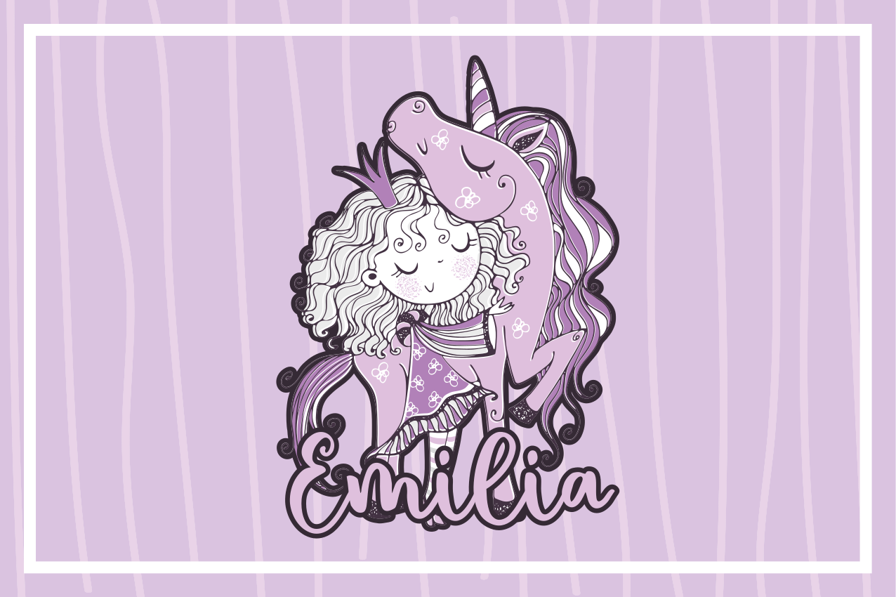 Kinder placemat schattige eenhoorn omhelzing - TenStickers