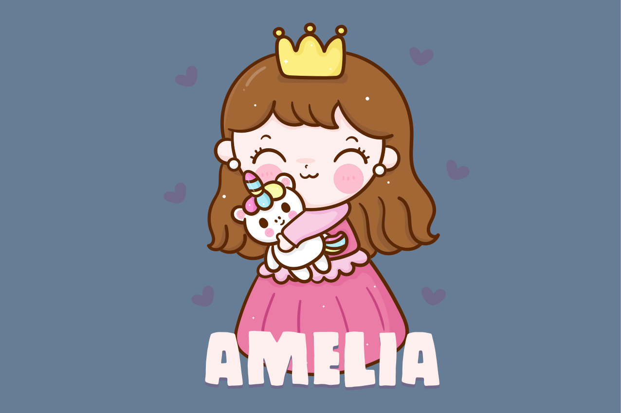 Kinder placemat schattige prinses met eenhoorn - TenStickers