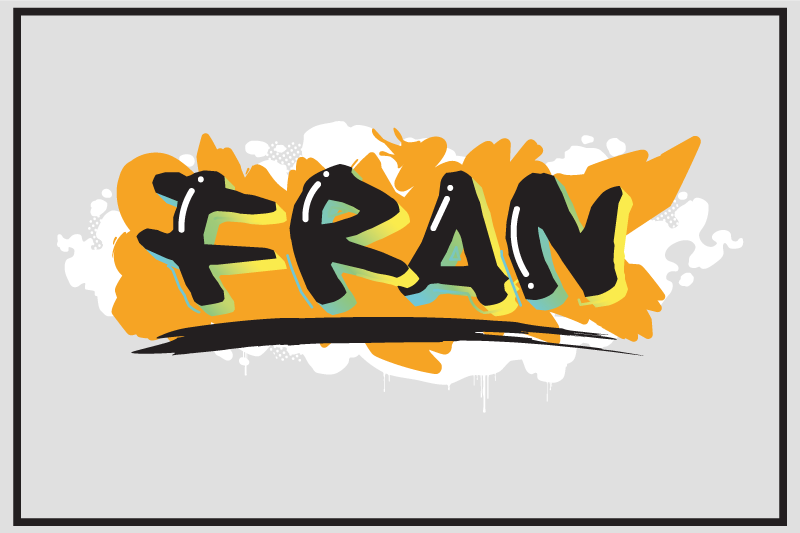 Placemat met naam Kleurrijke graffiti in stedelijke stijl - TenStickers