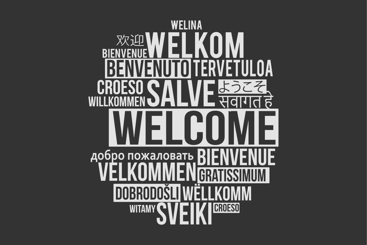 Placemat met tekst welkom meertalig ontwerp - TenStickers