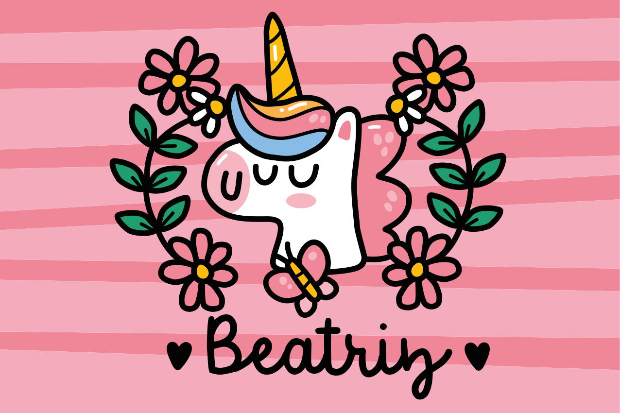 Kinder placemat dromerige eenhoorn met bloemen - TenStickers