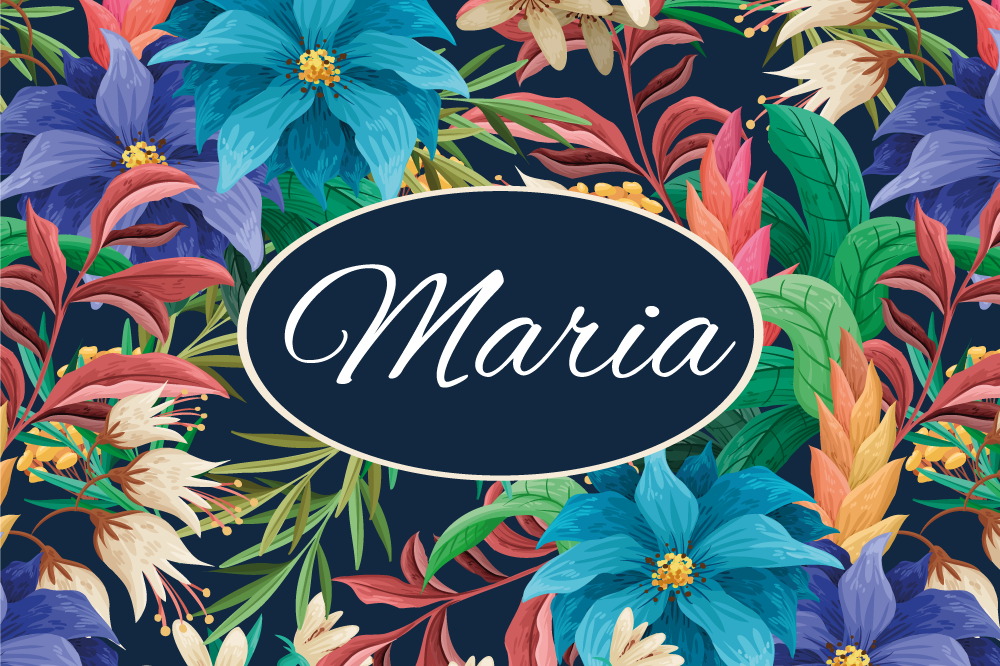 Placemat met naam bloemrijke gepersonaliseerde schaal - TenStickers