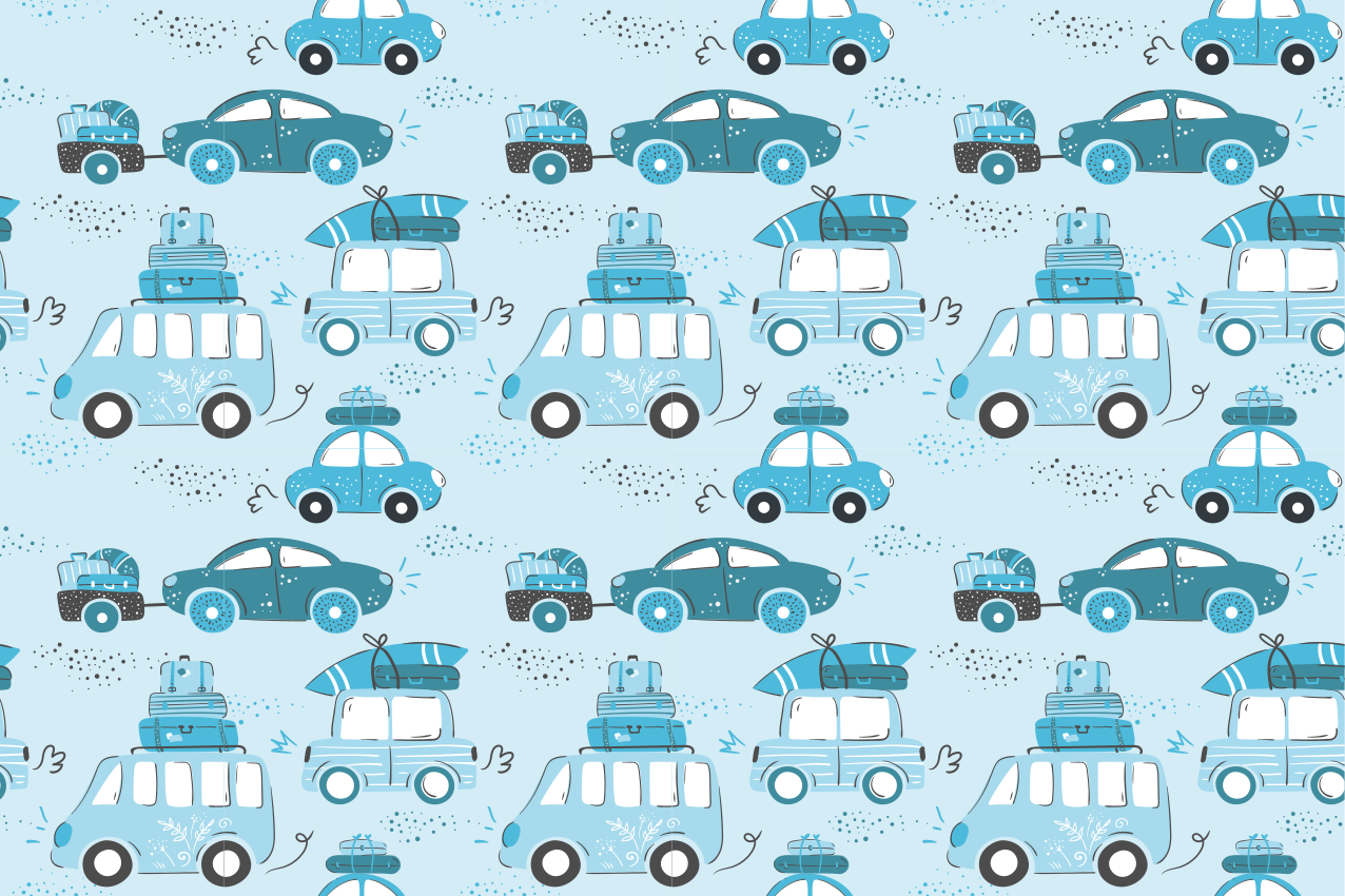 Kinder placemat auto's met bagage - TenStickers