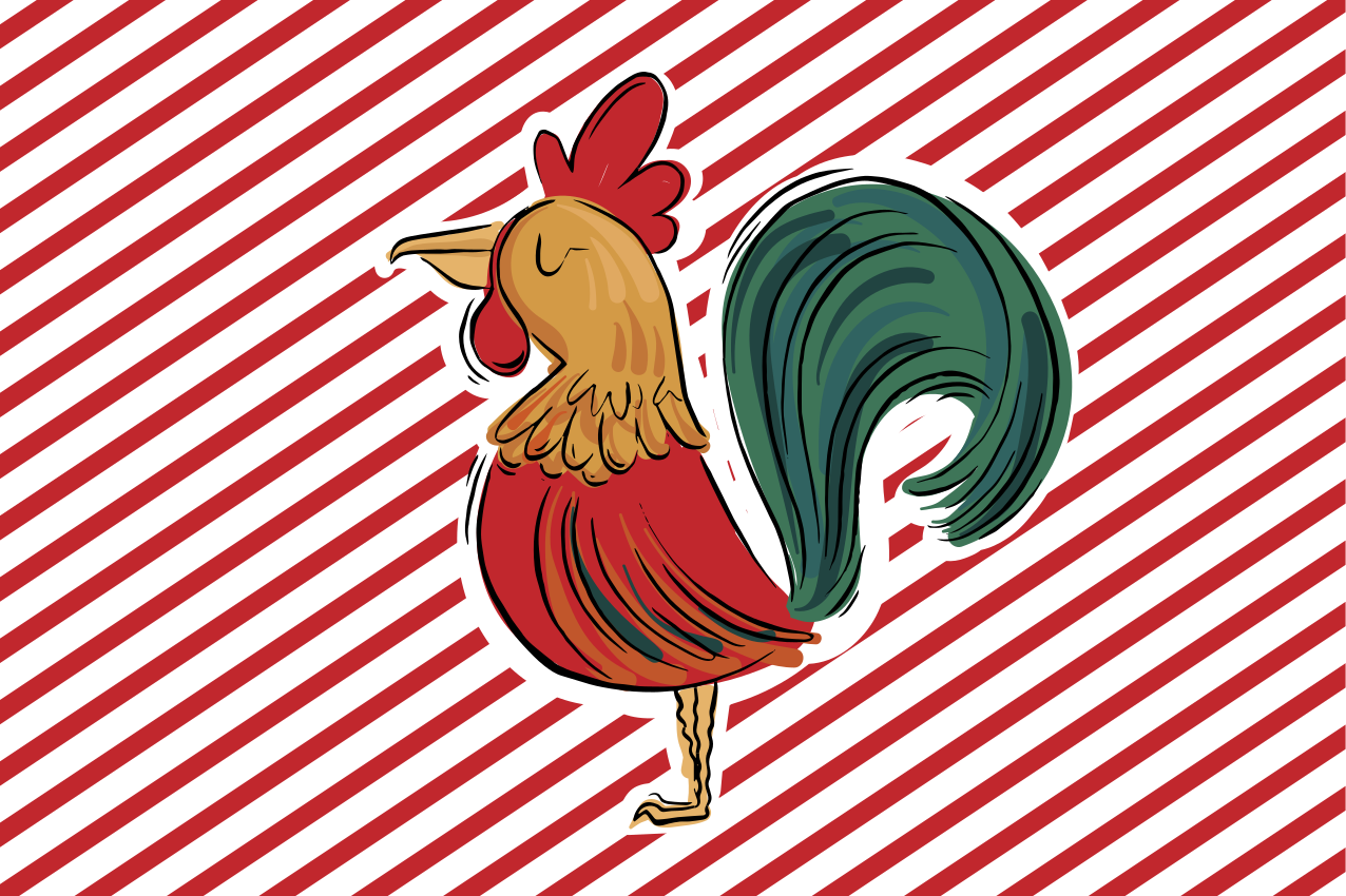Originele placemat rooster met strepen - TenStickers