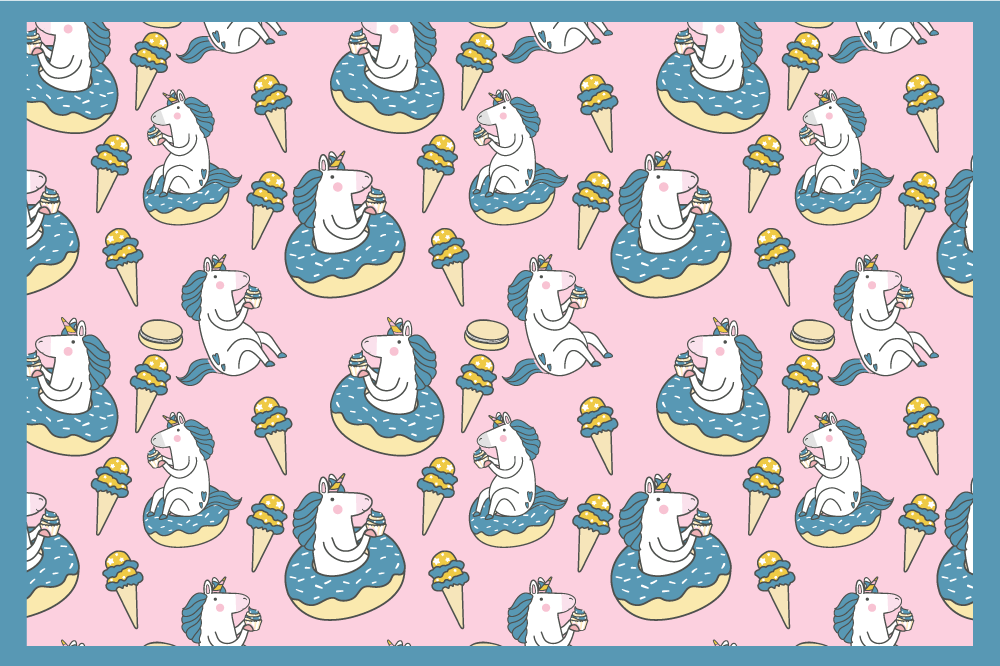 Kinder placemat eenhoorns genieten van ijsjes - TenStickers