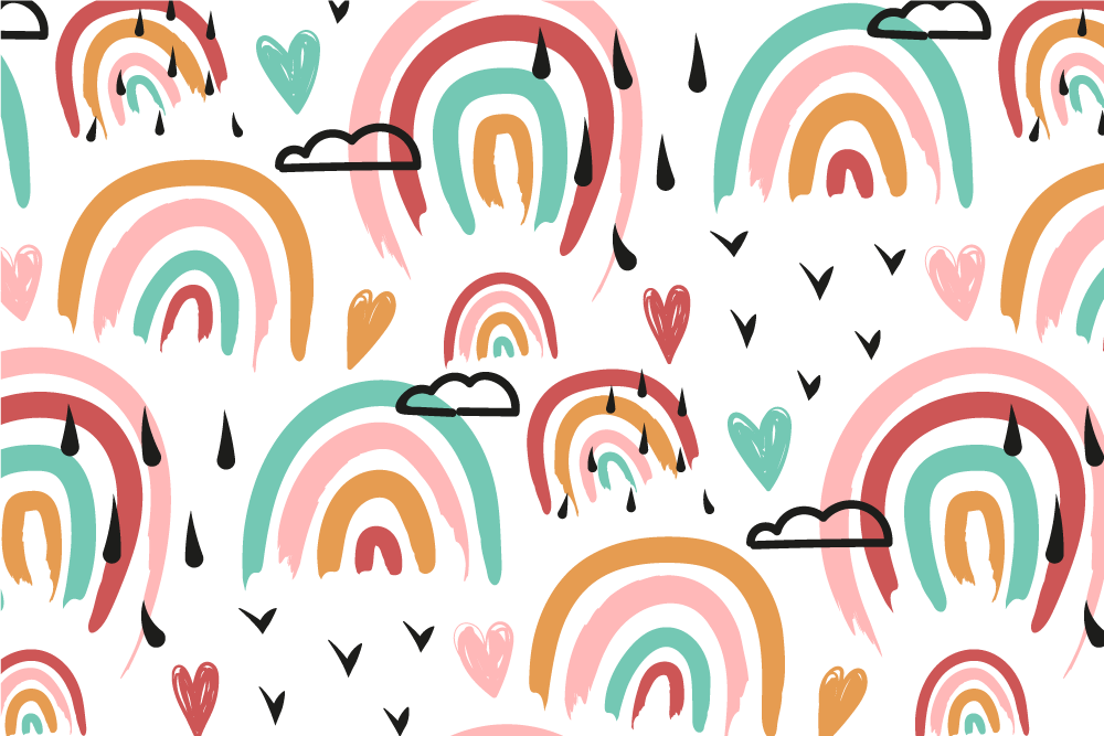 Kinder placemat regenboog hartpatroon - TenStickers